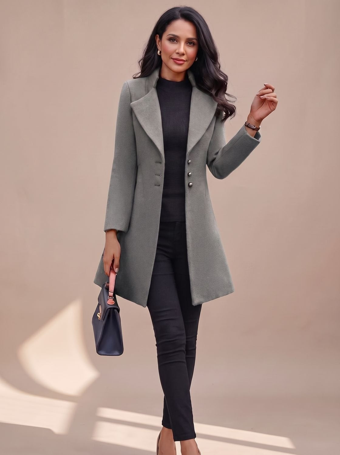 Sílvia | Trench Coat Comprido Mulher Gola Reversa Botões