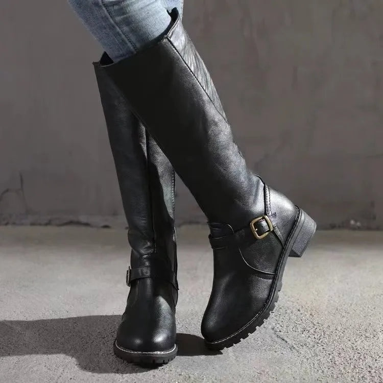 Sofia | Botas Cano Alto de Couro Mulher com Fivela