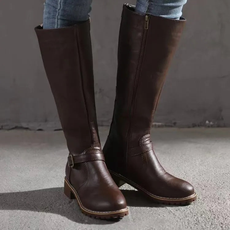 Sofia | Botas Cano Alto de Couro Mulher com Fivela