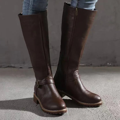 Sofia | Botas Cano Alto de Couro Mulher com Fivela