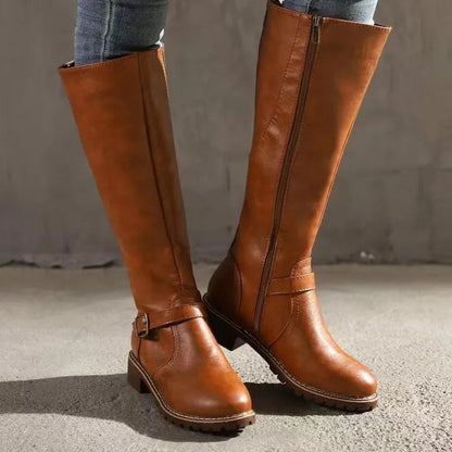 Sofia | Botas Cano Alto de Couro Mulher com Fivela