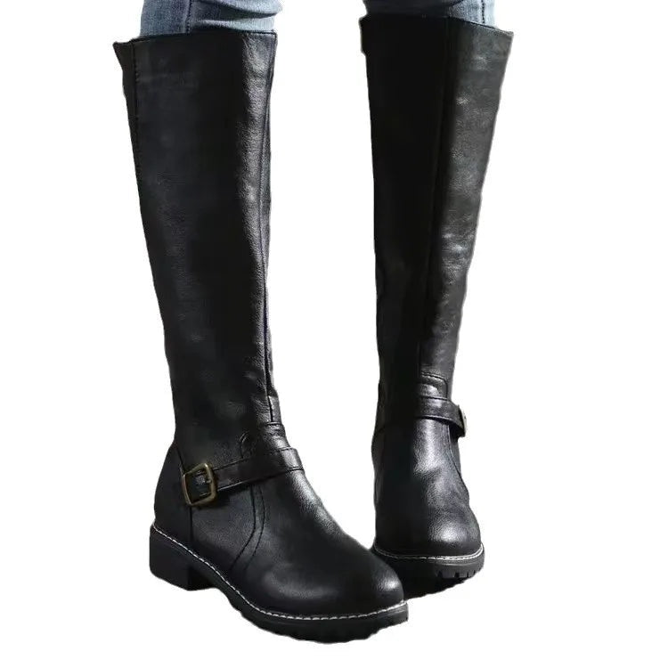 Sofia | Botas Cano Alto de Couro Mulher com Fivela