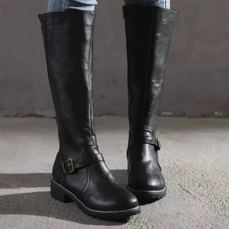 Sofia | Botas Cano Alto de Couro Mulher com Fivela