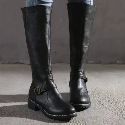 Sofia | Botas Cano Alto de Couro Mulher com Fivela