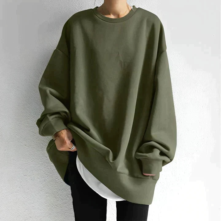 Sofia | Camisola Oversize Mulher Gola Redonda Manga Longa