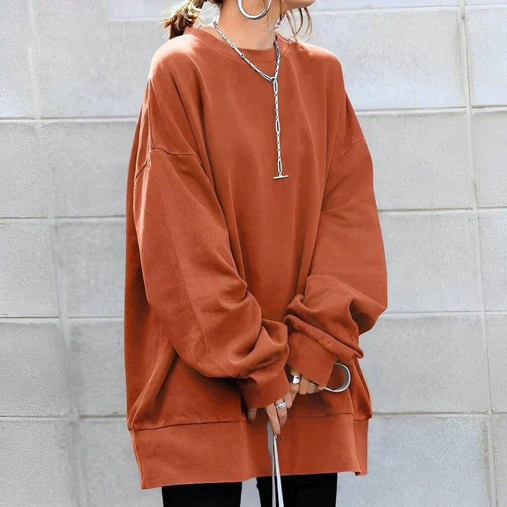 Sofia | Camisola Oversize Mulher Gola Redonda Manga Longa