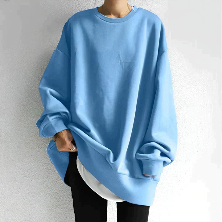 Sofia | Camisola Oversize Mulher Gola Redonda Manga Longa