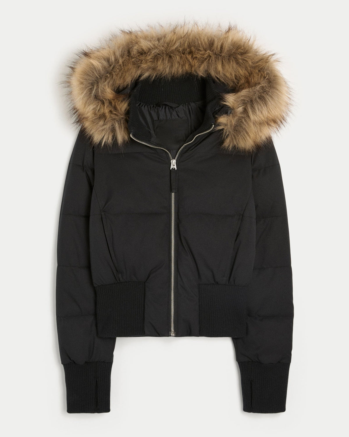 Sofia | Casaco Acolchoado Puffer Cropped Mulher com Capuz Pelo