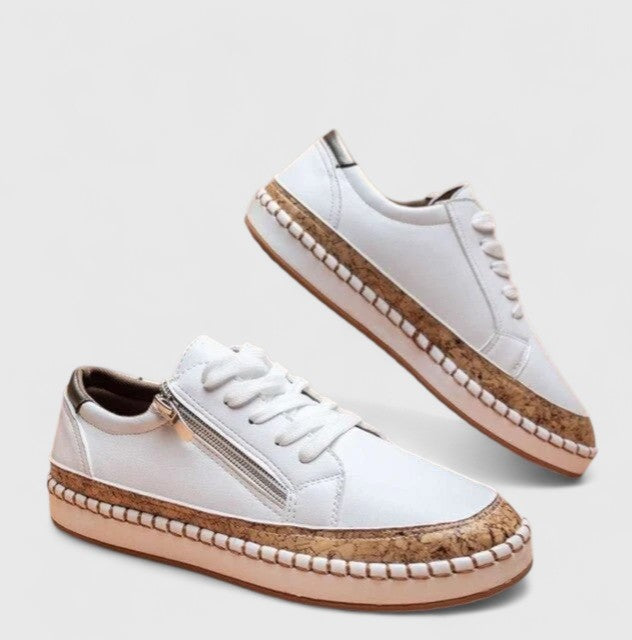 Lorelei | Women's Floral Canvas Sneakers Hand Stitched Cork Platform