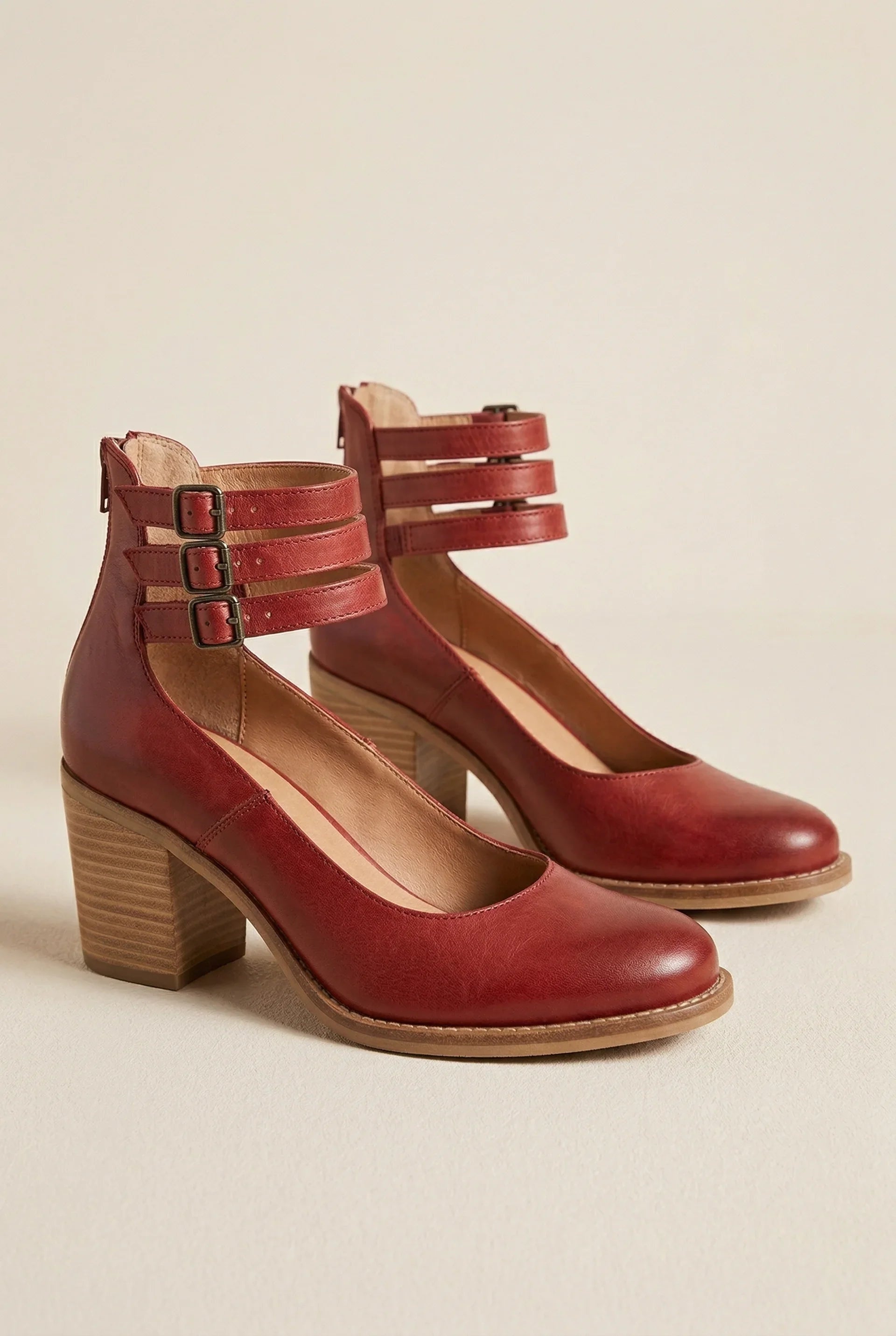 Sofia | Sapatos de Salto Bloco Mulher Correia Tornozelo Fivela