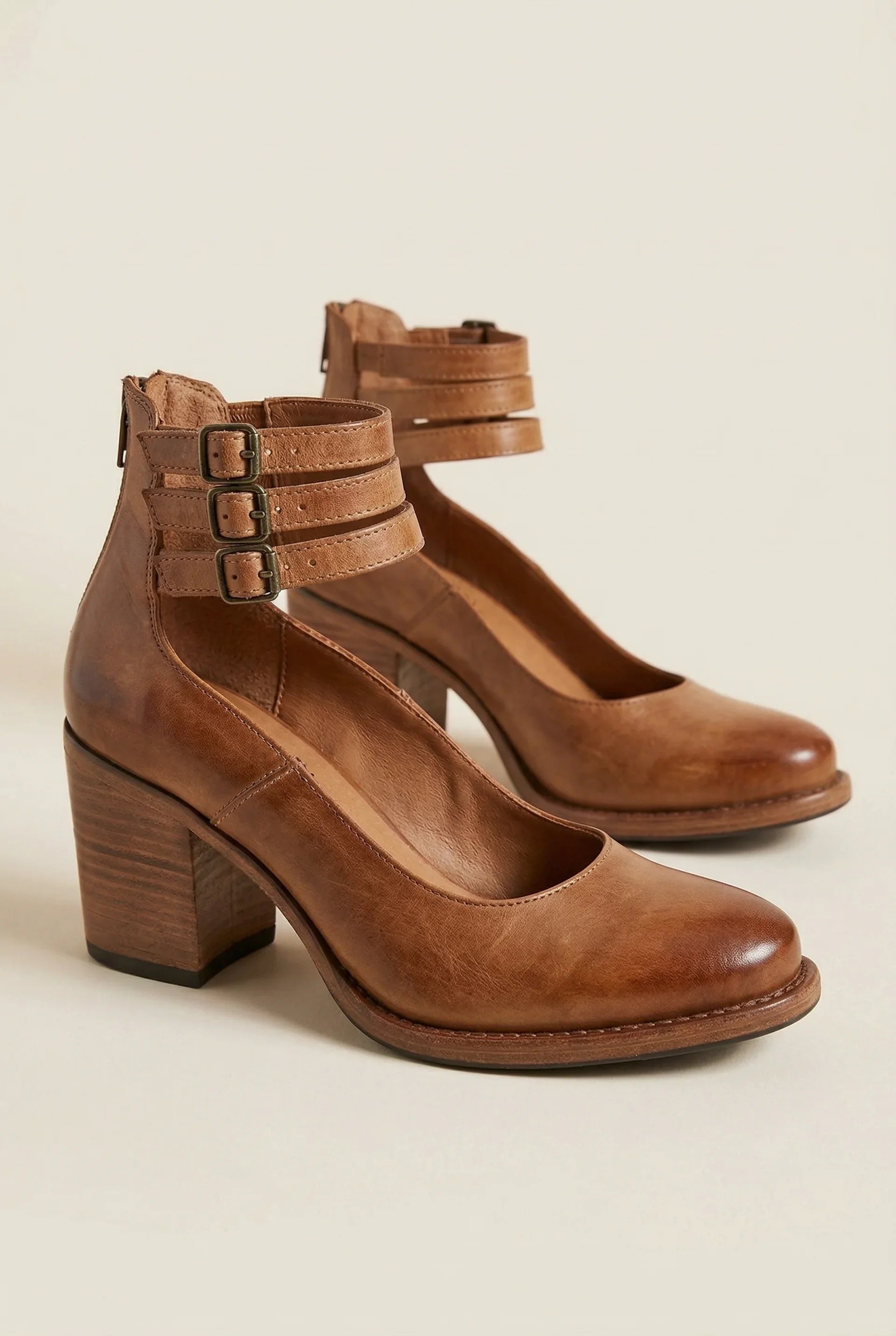 Sofia | Sapatos de Salto Bloco Mulher Correia Tornozelo Fivela