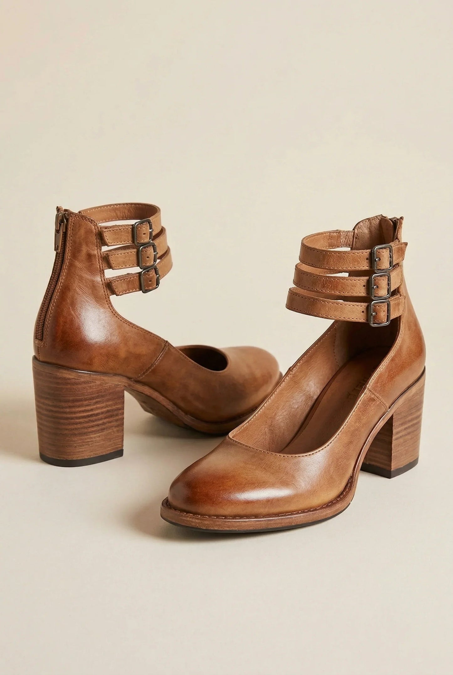 Sofia | Sapatos de Salto Bloco Mulher Correia Tornozelo Fivela