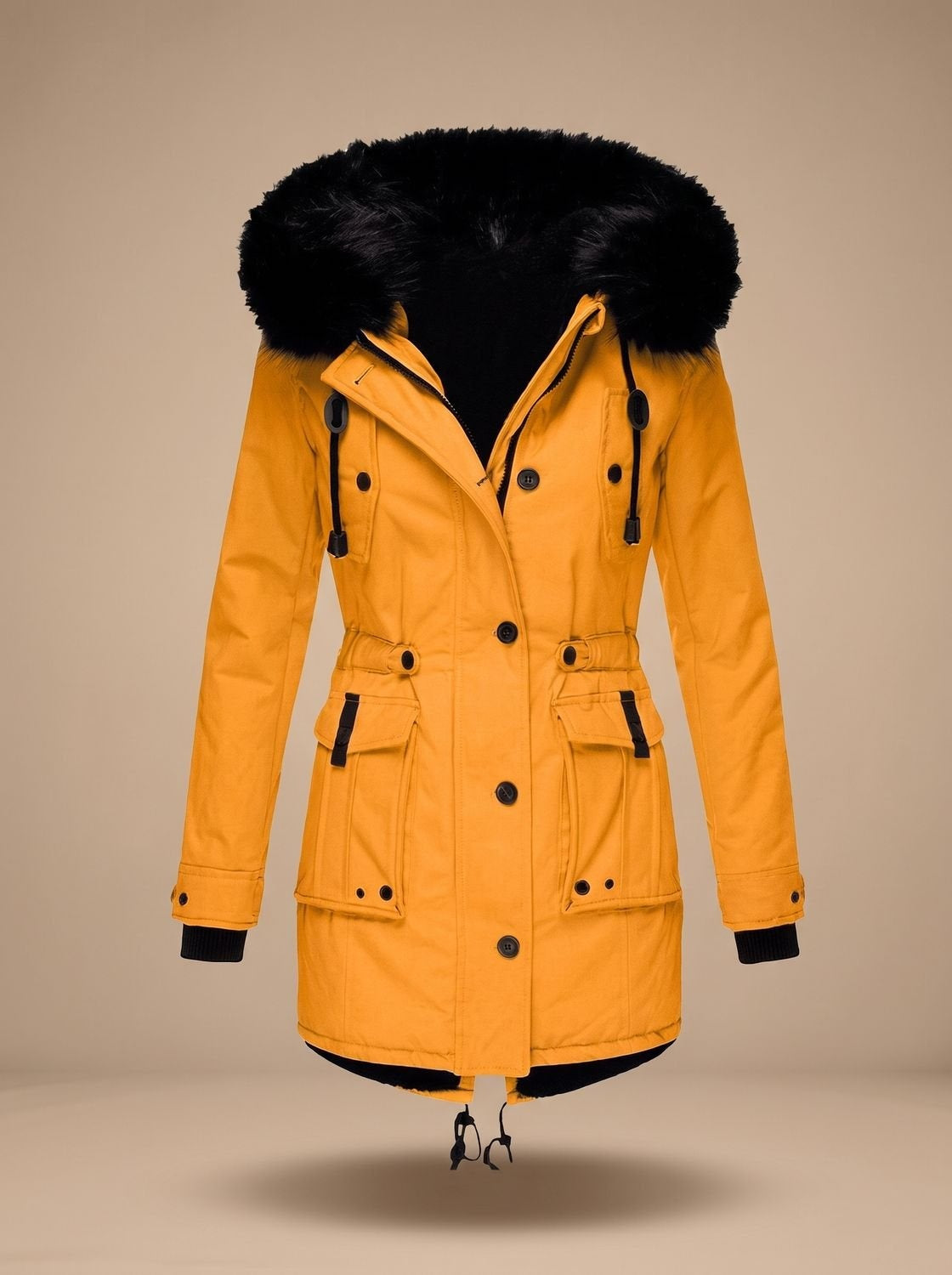 Teresa | Parka Impermeável Mulher com Capuz de Pelo Sintético Cintura Ajustável