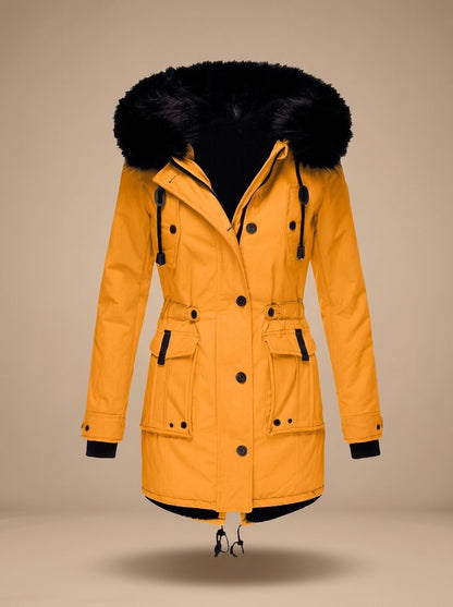 Teresa | Parka Impermeável Mulher com Capuz de Pelo Sintético Cintura Ajustável