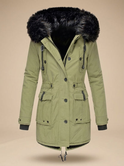 Teresa | Parka Impermeável Mulher com Capuz de Pelo Sintético Cintura Ajustável