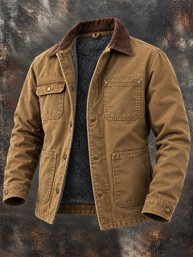 Thaddeus | Men's Cotton Sherpa Lined Jacket with Corduroy Collar