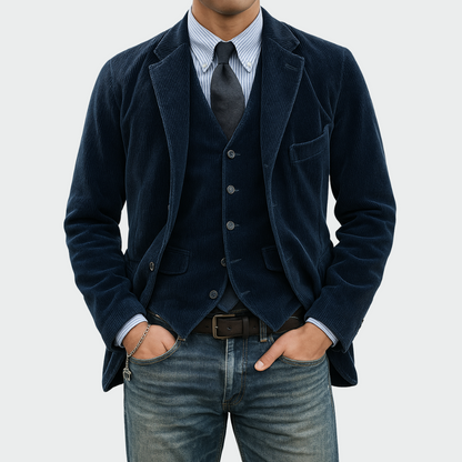 Tiago | Blazer de Bombazine Homem Conjunto com Colete