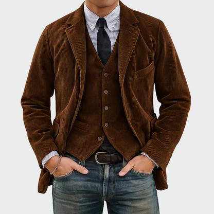 Tiago | Blazer de Bombazine Homem Conjunto com Colete