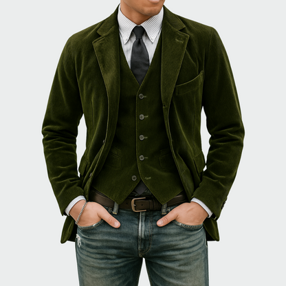 Tiago | Blazer de Bombazine Homem Conjunto com Colete