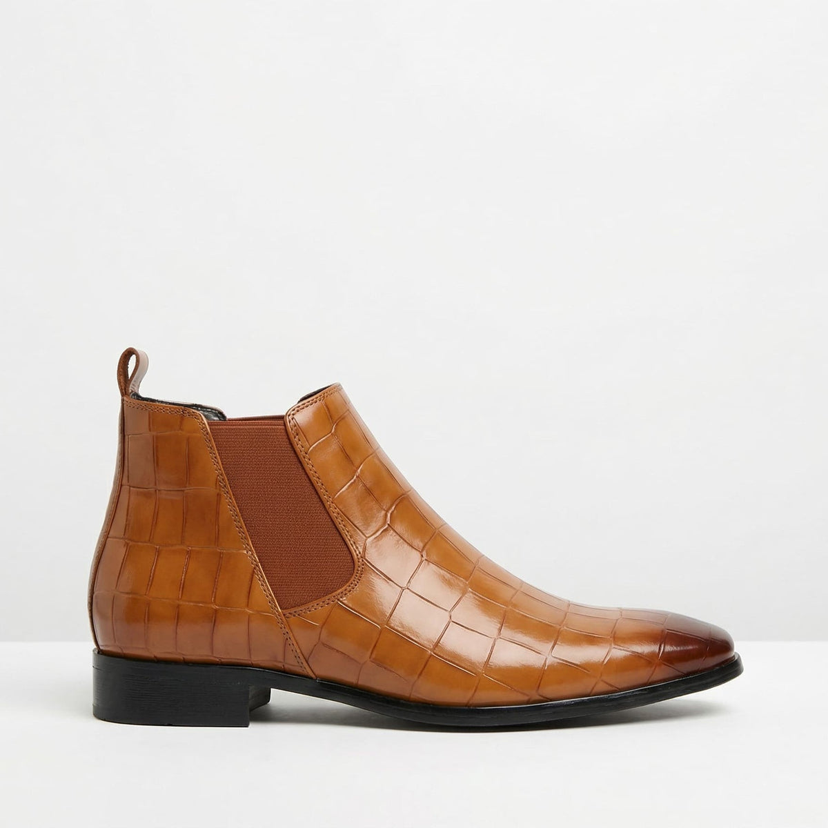 Tiago | Botins Chelsea Homem Textura Croco Bico Fino