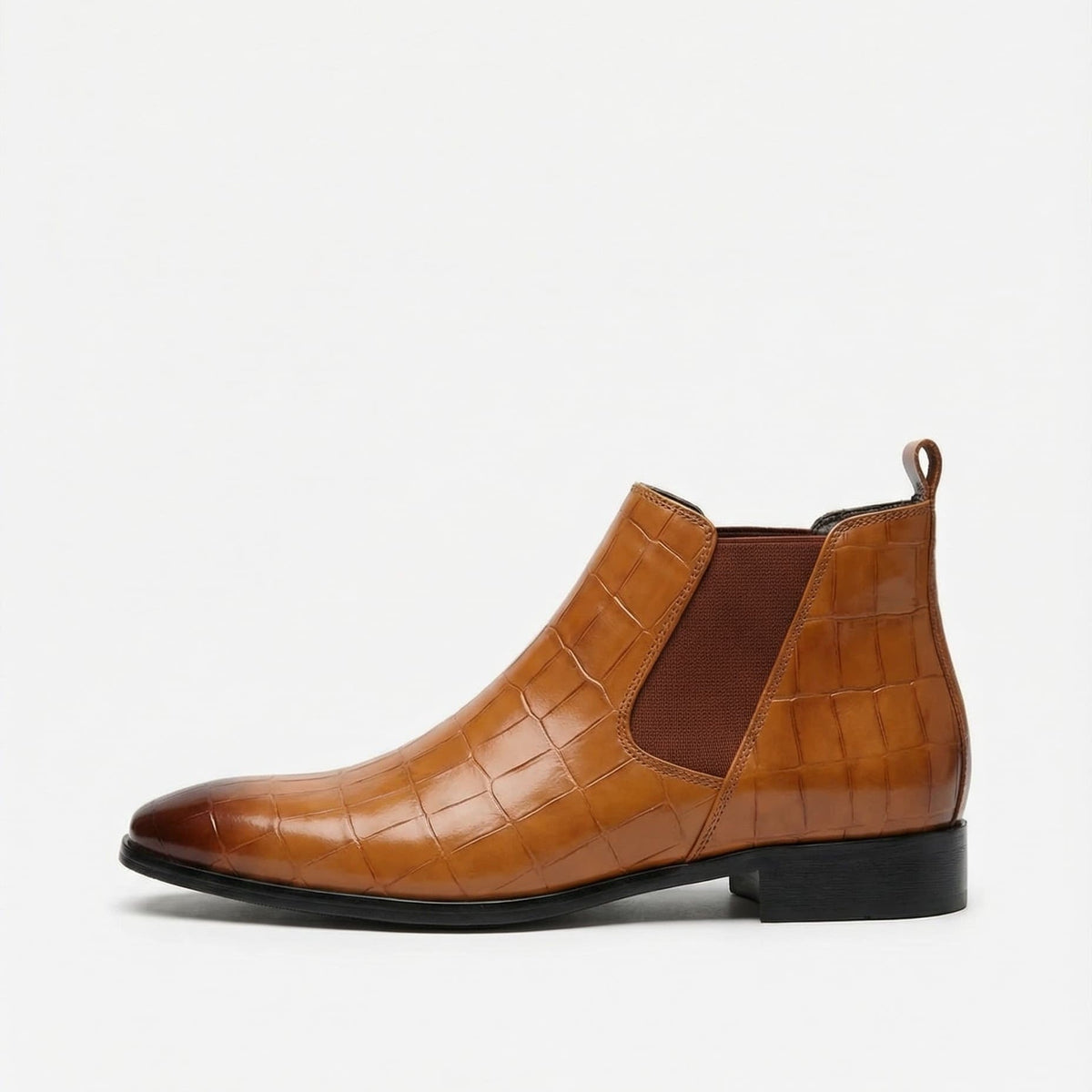 Tiago | Botins Chelsea Homem Textura Croco Bico Fino