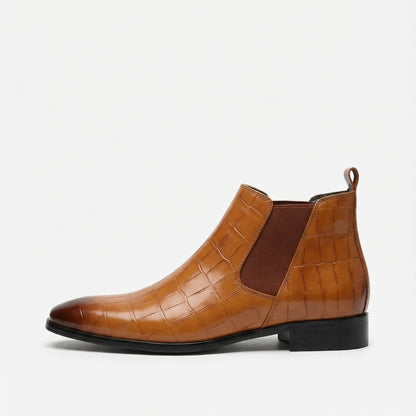 Tiago | Botins Chelsea Homem Textura Croco Bico Fino