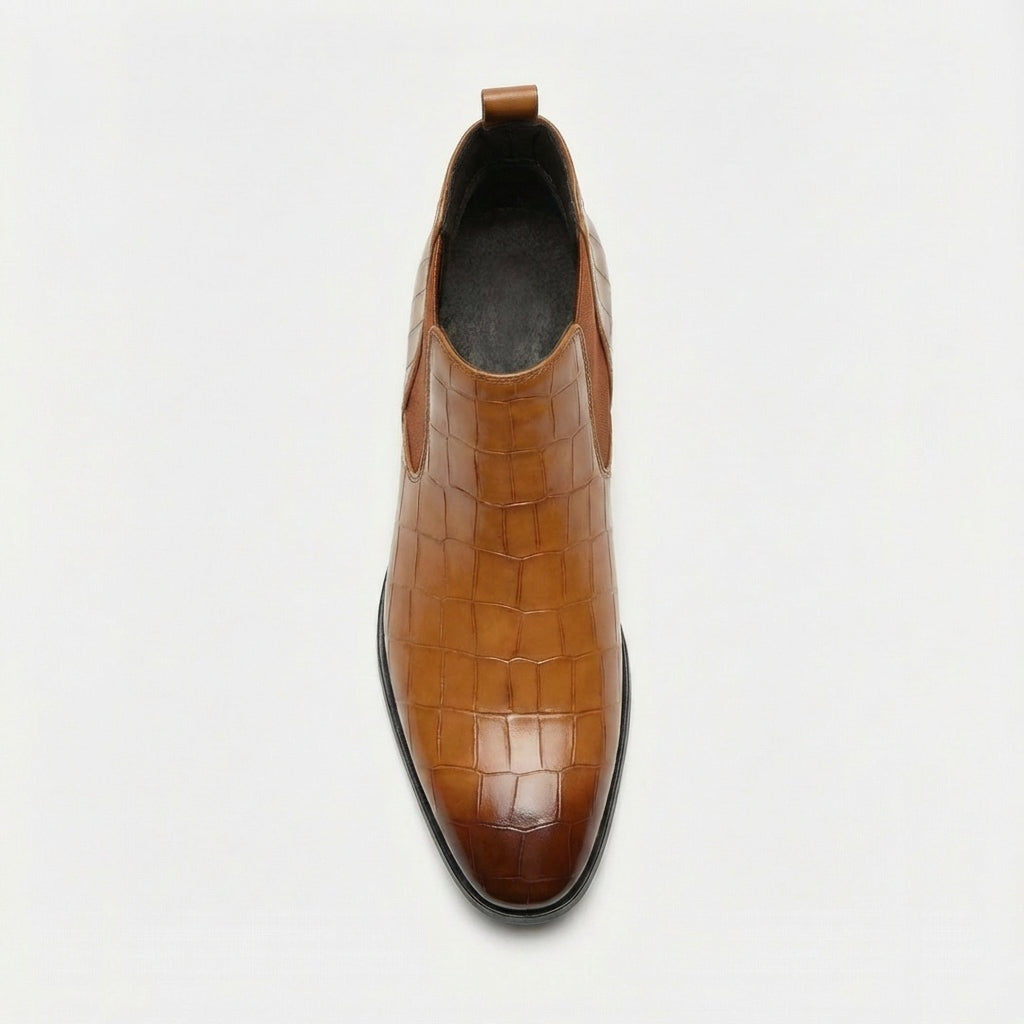 Tiago | Botins Chelsea Homem Textura Croco Bico Fino