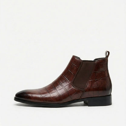 Tiago | Botins Chelsea Homem Textura Croco Bico Fino