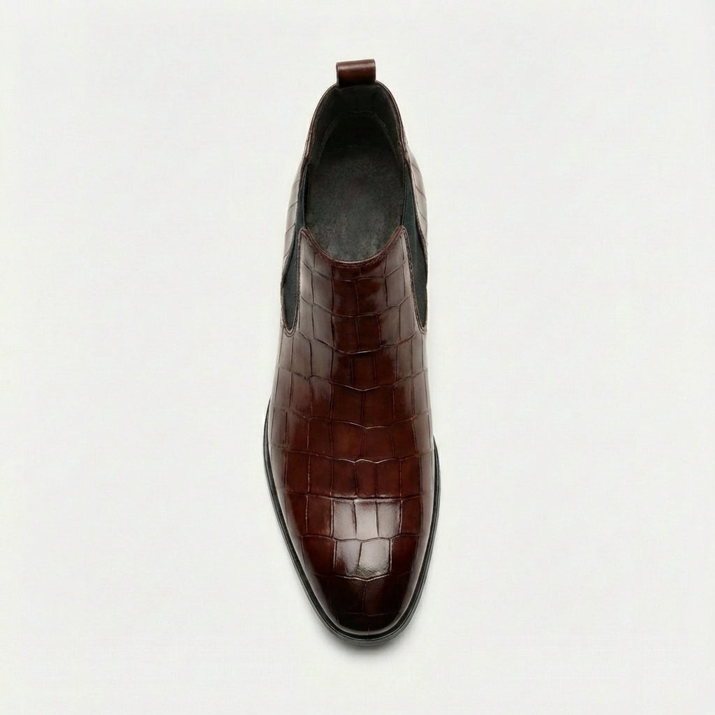 Tiago | Botins Chelsea Homem Textura Croco Bico Fino