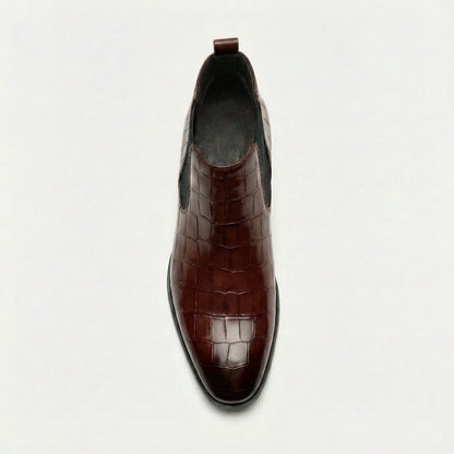 Tiago | Botins Chelsea Homem Textura Croco Bico Fino