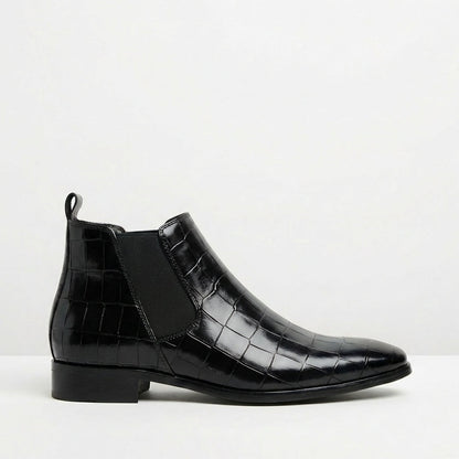 Tiago | Botins Chelsea Homem Textura Croco Bico Fino