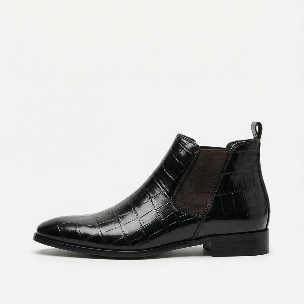Tiago | Botins Chelsea Homem Textura Croco Bico Fino