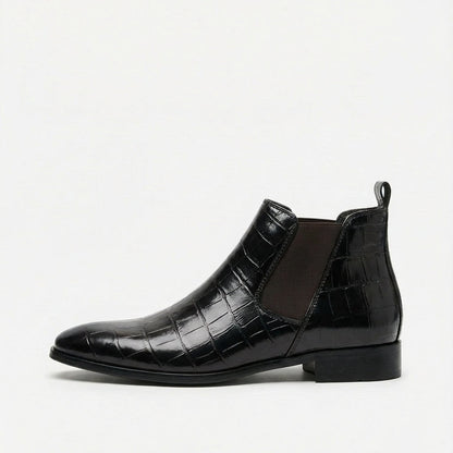 Tiago | Botins Chelsea Homem Textura Croco Bico Fino