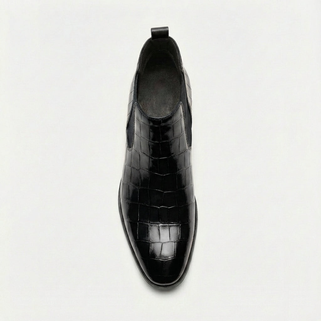 Tiago | Botins Chelsea Homem Textura Croco Bico Fino