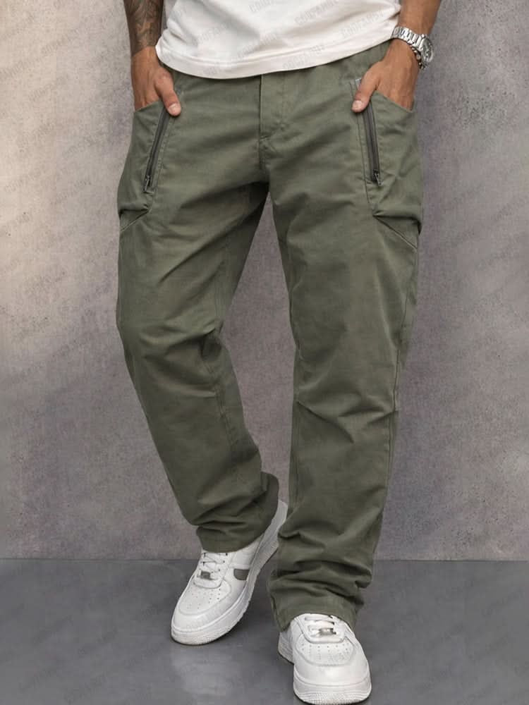 Tiago | Calças Cargo de Algodão Homem Bolsos com Zíper