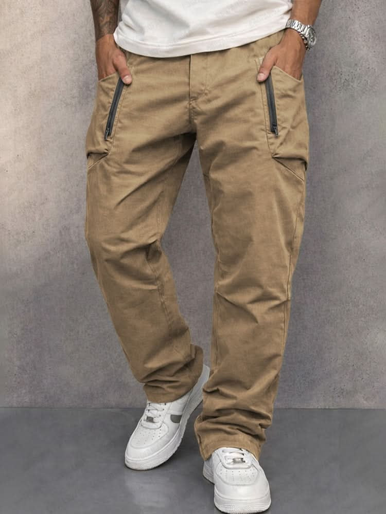 Tiago | Calças Cargo de Algodão Homem Bolsos com Zíper