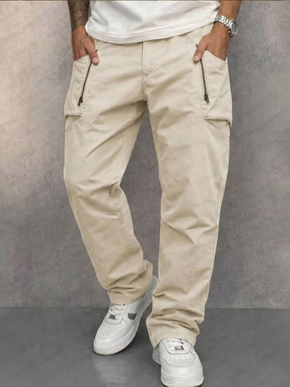 Tiago | Calças Cargo de Algodão Homem Bolsos com Zíper