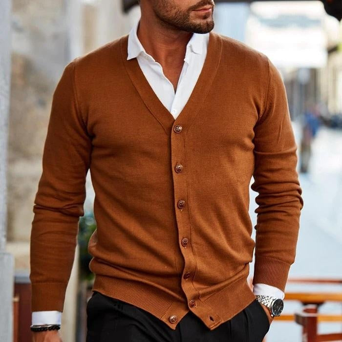 Tomás | Cardigan Homem Decote em V com Botões