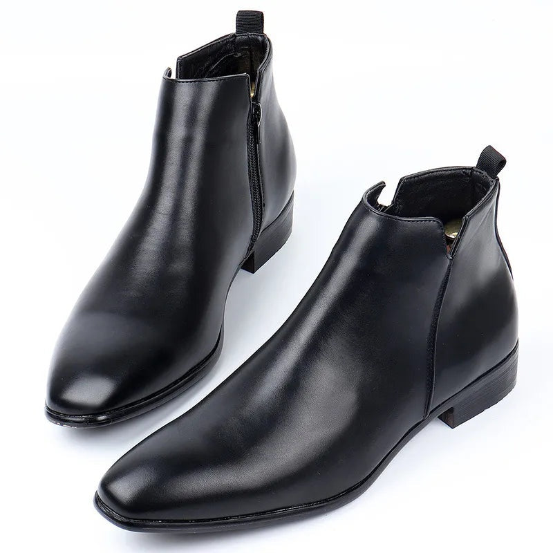 Porter | Men's Pointed Toe Chelsea Boots Faux Leather Side Zip