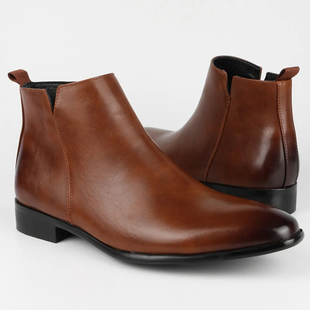 Porter | Men's Pointed Toe Chelsea Boots Faux Leather Side Zip