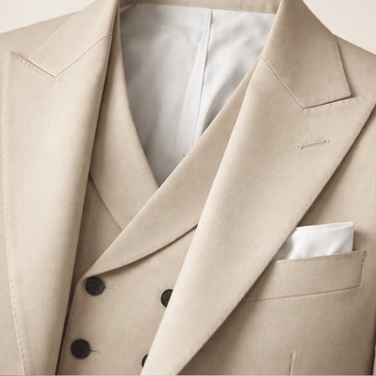 Vasco | Fato Homem 3 Peças Slim Fit Casamento Lapela em Pico