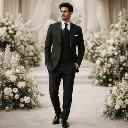 Vasco | Fato Homem 3 Peças Slim Fit Casamento Lapela em Pico