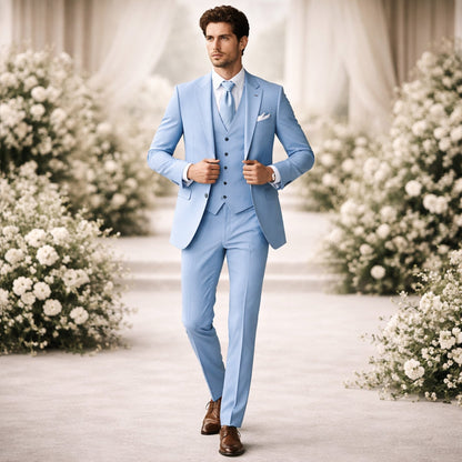 Vasco | Fato Homem 3 Peças Slim Fit Casamento Lapela em Pico