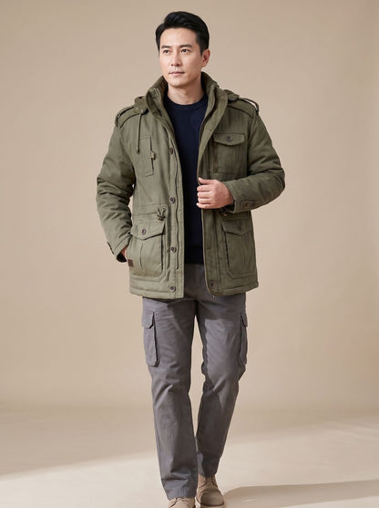 Vasco | Parka Homem com Capuz Impermeável Múltiplos Bolsos