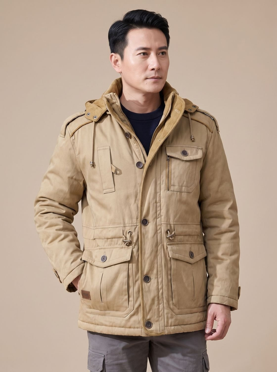 Vasco | Parka Homem com Capuz Impermeável Múltiplos Bolsos