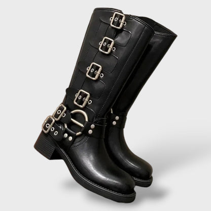 Vera | Botas Cano Alto de Couro Mulher com Fivelas