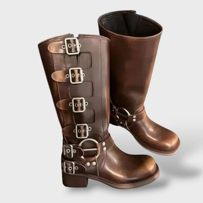 Vera | Botas Cano Alto de Couro Mulher com Fivelas