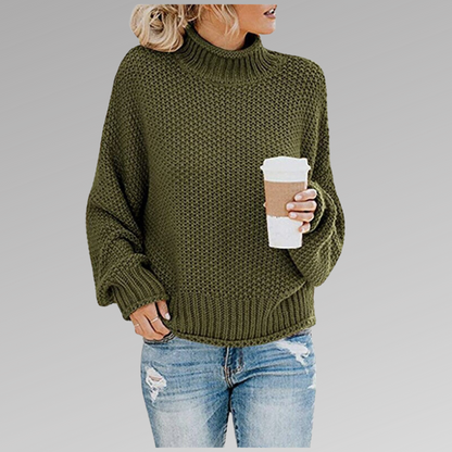 Vera | Camisola de Lã Mulher Gola Alta Oversize Malha Grossa