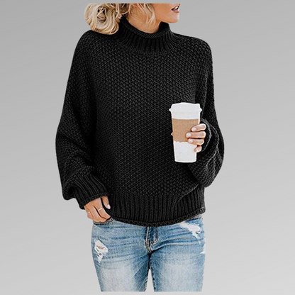 Vera | Camisola de Lã Mulher Gola Alta Oversize Malha Grossa