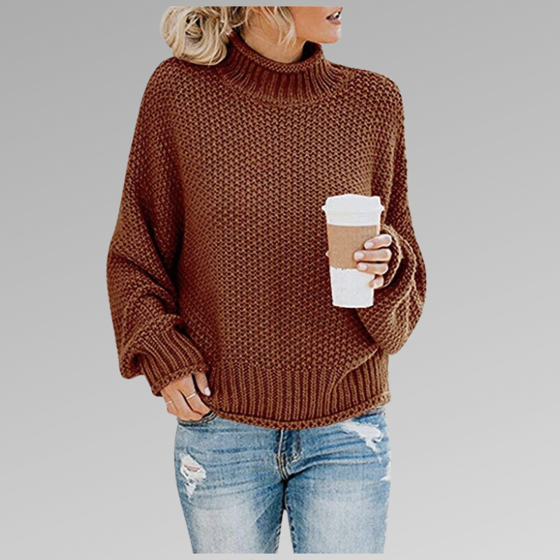 Vera | Camisola de Lã Mulher Gola Alta Oversize Malha Grossa